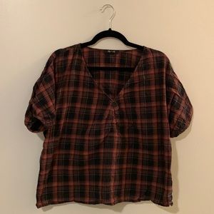 Plaid Madewell shirt sleeved top